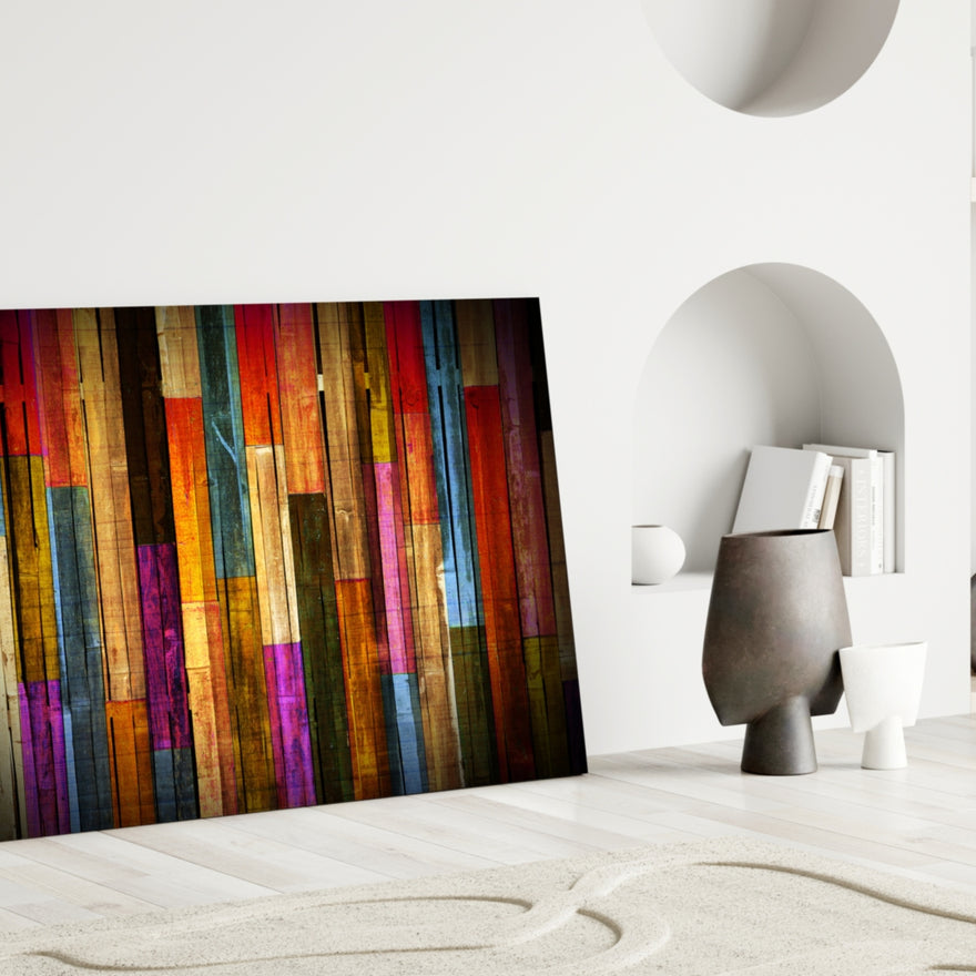 Painted Wood Glass Wall Art