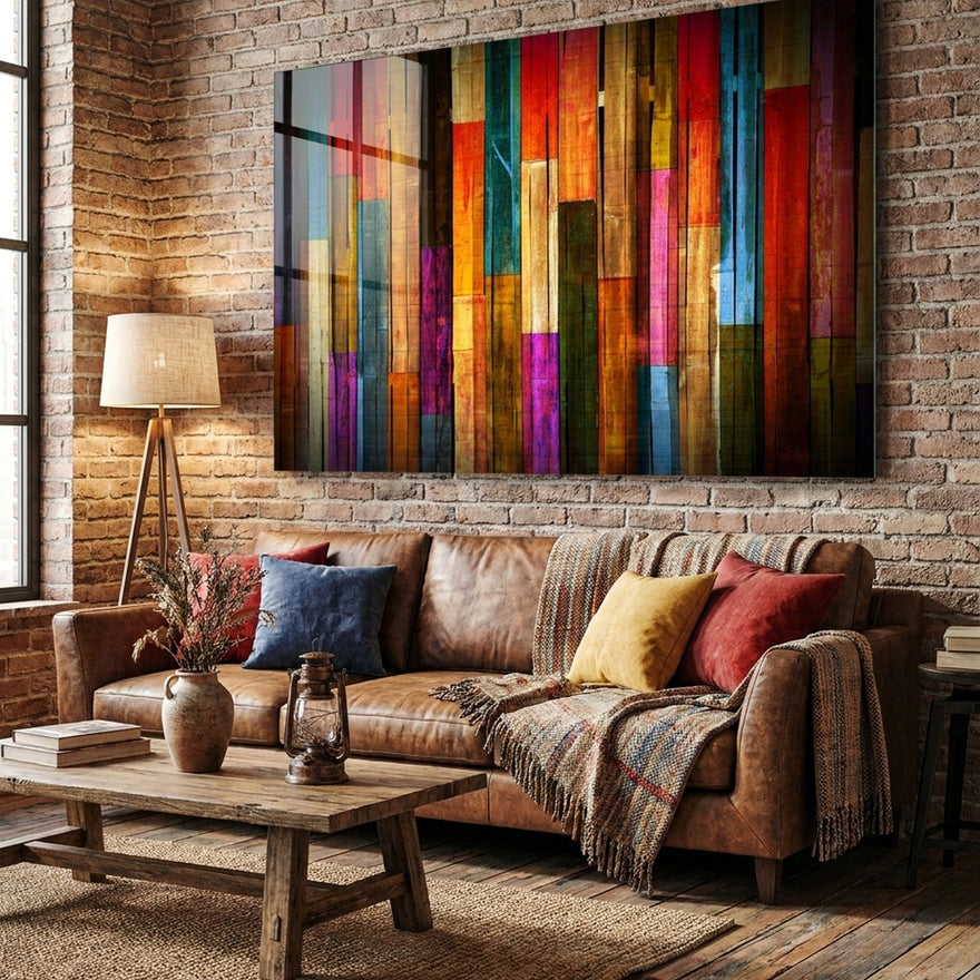 Painted Wood Glass Wall Art
